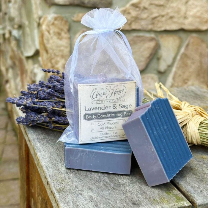 Lavender and Sage all-natural, hand-poured soap conditioning bar